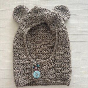 Handmade Crochet Bear Hooded Cowl Snood Hat